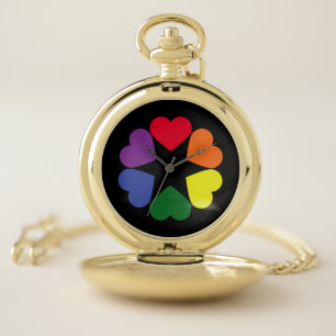 LGBT pride hearts Pocket Watch