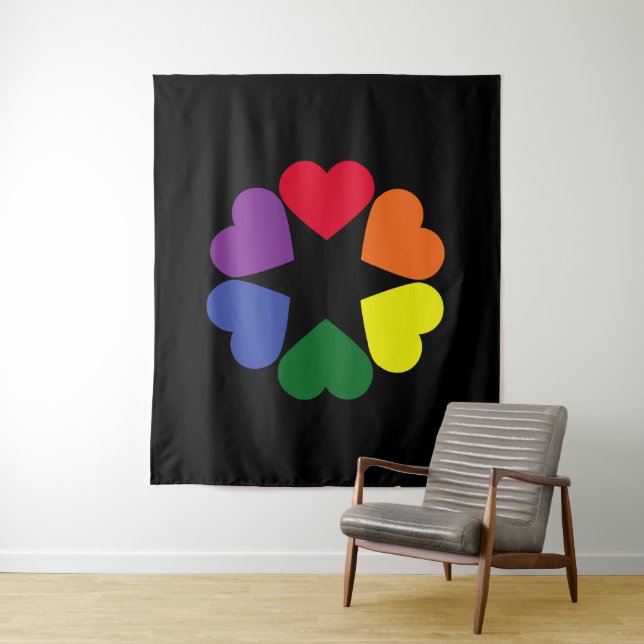 LGBT pride hearts Tapestry (In Situ)
