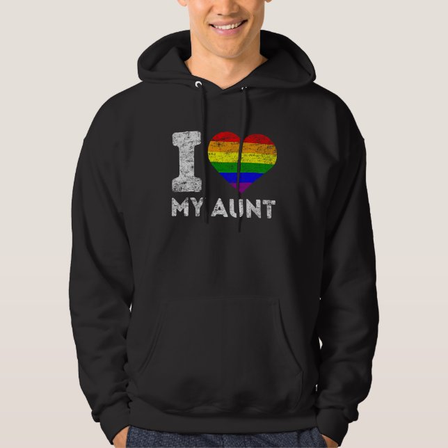 LGBT Pride I Love My Aunt Rainbow Flag Support Fam Hoodie (Front)