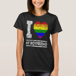 LGBT Pride I Love My Boyfriend Rainbow Support Fam T-Shirt