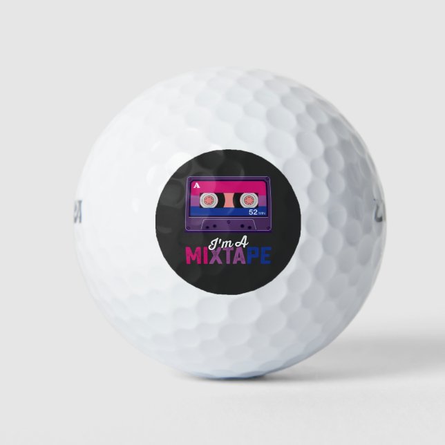 LGBT Pride Im A Mixtape Cassette Bi Golf Balls (Front)