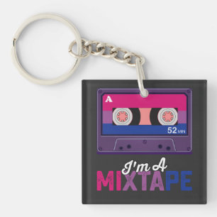 LGBT Pride Im A Mixtape Cassette Bi Keychain