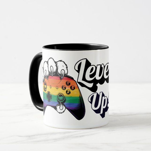 LGBT Pride Level Up Tiger Paw Controller Mug 2026 (Front Left)