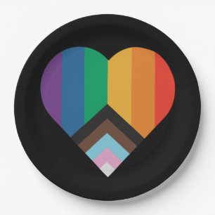 LGBT+pride love. Rainbow flag Card Heart Sticke Paper Plates
