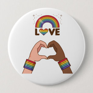 LGBT+Pride. Love rainbow. Heart. Button