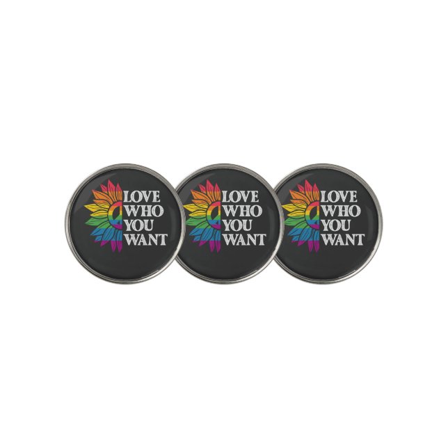 LGBT Pride Love Who You Want Gay Lesbian Golf Ball Marker (3 Up)