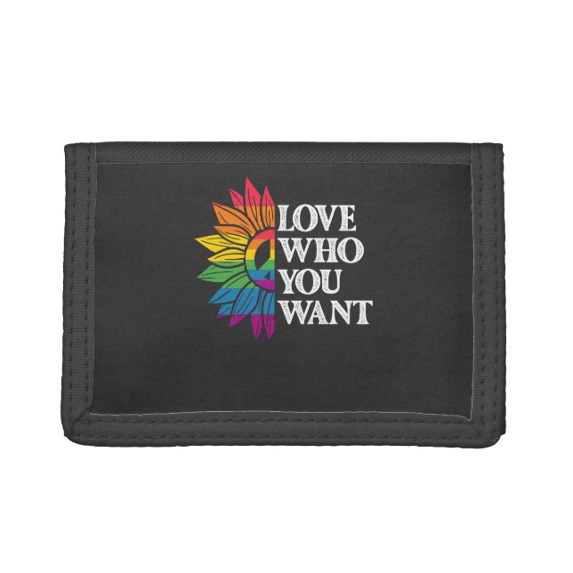 LGBT Pride Love Who You Want Gay Lesbian Trifold Wallet (Front)