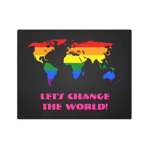 LGBT Pride Map of The World Metal Wall Art
