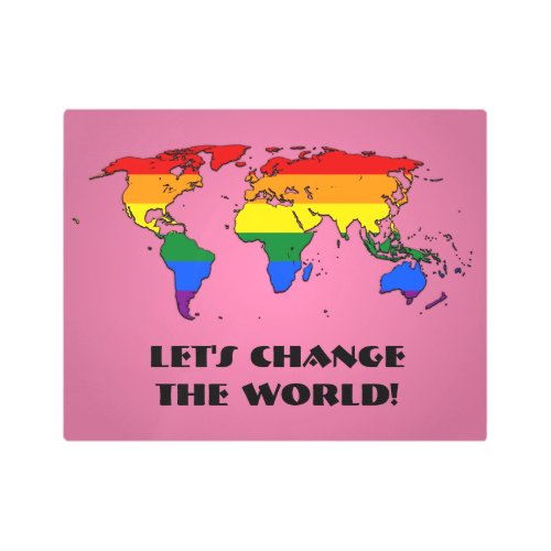 LGBT Pride Map of The World Metal Wall Art