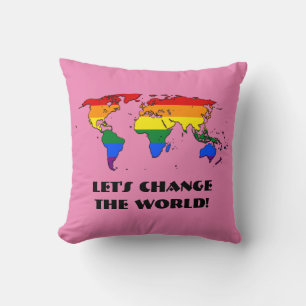 LGBT Pride Map of The World Throw Pillow
