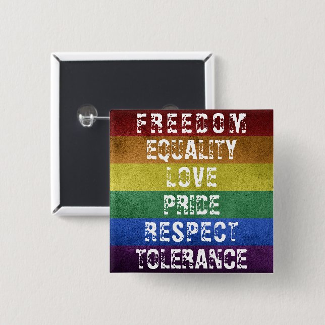 LGBT Pride Modern Rainbow Stripes Flag Button (Front & Back)