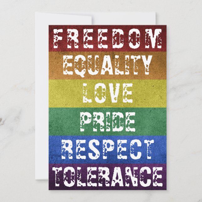 LGBT Pride Modern Rainbow Stripes Flag Holiday Card (Front)