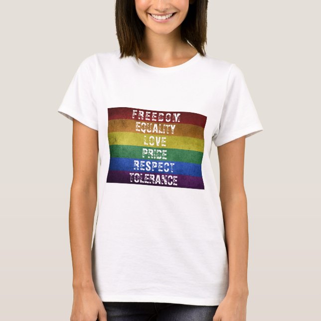 LGBT Pride Modern Rainbow Stripes Flag T-Shirt (Front)
