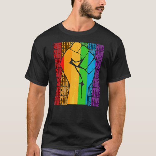 Lgbt Pride Month Rainbow Flag Fist Queer Lgbtq T_Shirt