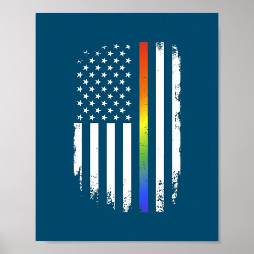 LGBT Pride Month Support With Rainbow US American Poster