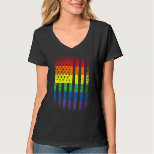 Lgbt Pride Month Support With Rainbow Us American T-Shirt