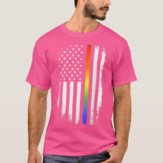 LGBT pride month support with rainbow US american T-Shirt