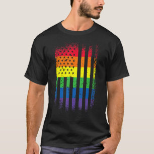 Lgbt Pride Month Support With Rainbow Us American T-Shirt