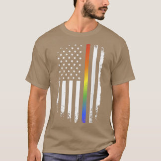 LGBT pride month support with rainbow US american T-Shirt