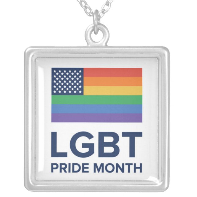 LGBT Pride Month | United States Silver Plated Necklace (Front)