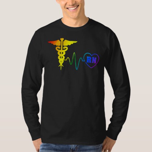 Lgbt Pride Nurse Rn Heartbeat Gay Lesbian Love Rai T_Shirt