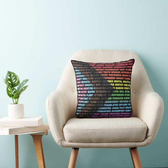 LGBT Pride Professions Word Cloud Throw Pillow  (Chair)