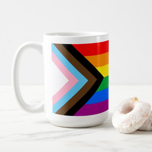 LGBT PRIDE (Progress Pride) Coffee Mug (With Donut)