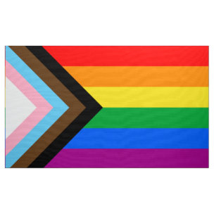 Progress Pride Flag Rainbow Silhouette LGBT Fabric | Zazzle