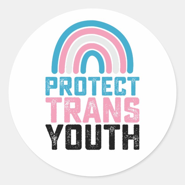 LGBT Pride Protect Trans Transgender Youth Kids Classic Round Sticker (Front)