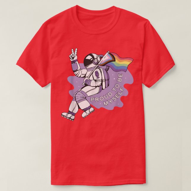 LGBT Pride Proud to be myself moon astronaut with  T-Shirt (Design Front)