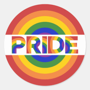 LGBT Pride Psychedelic Geometric Rainbow Bullseye Classic Round Sticker