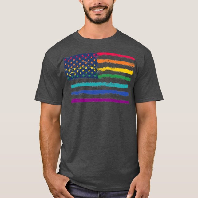 LGBT Pride Rainbow American Flag  T-Shirt (Front)