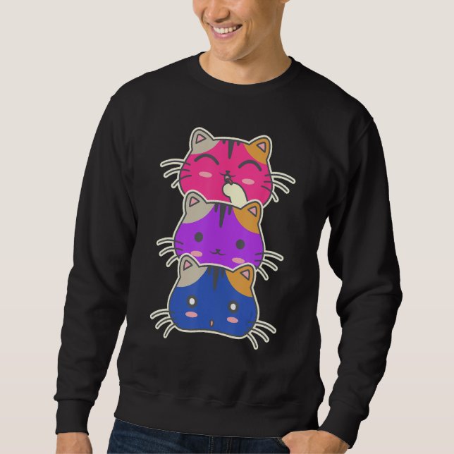 LGBT Pride Rainbow Bisexual Support  Cat Sweatshirt (Front)