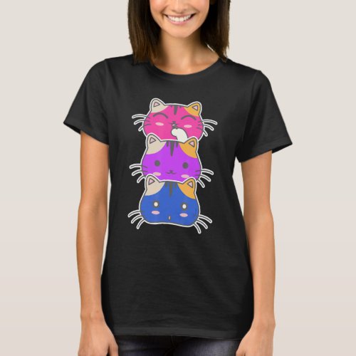 Lgbt Pride Rainbow Bisexual Support Cat T_Shirt