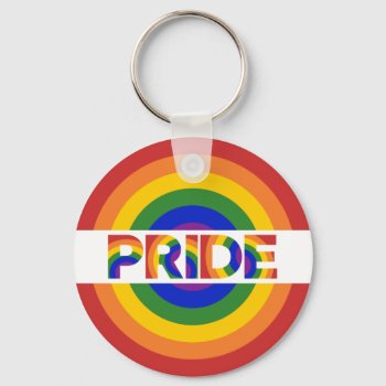 Lgbt Pride Rainbow Bullseye Keychain by RocklawnArts at Zazzle