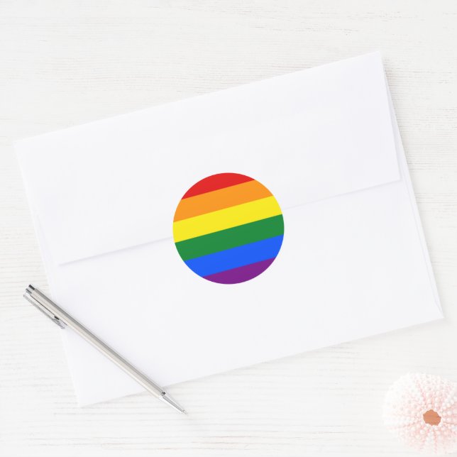 LGBT Pride Rainbow Classic Round Sticker (Envelope)