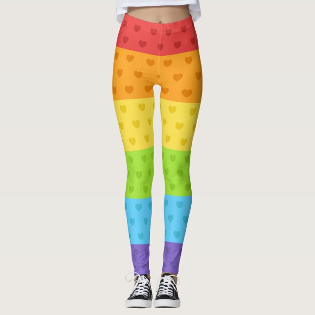 LGBT Pride Rainbow Color Hearts Leggings (Front)