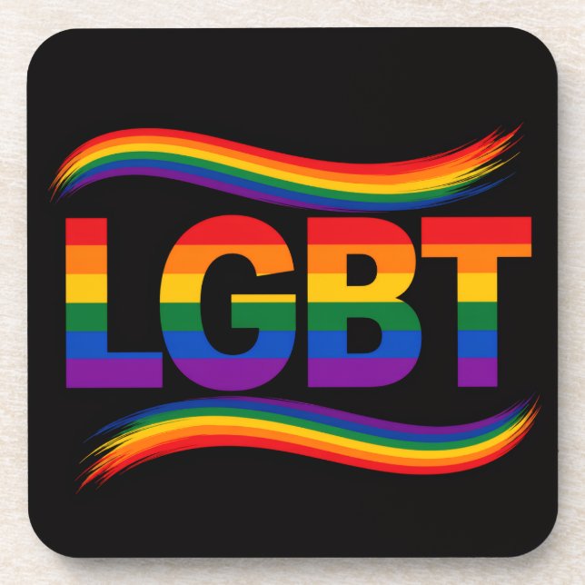 LGBT Pride Rainbow Design Beverage Coaster (Front)