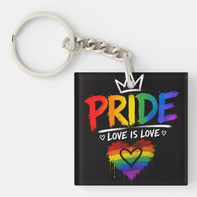 LGBT Pride Rainbow Design Keychain (Front)
