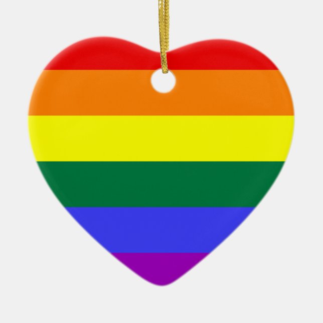 LGBT Pride Rainbow Flag Ceramic Ornament (Front)