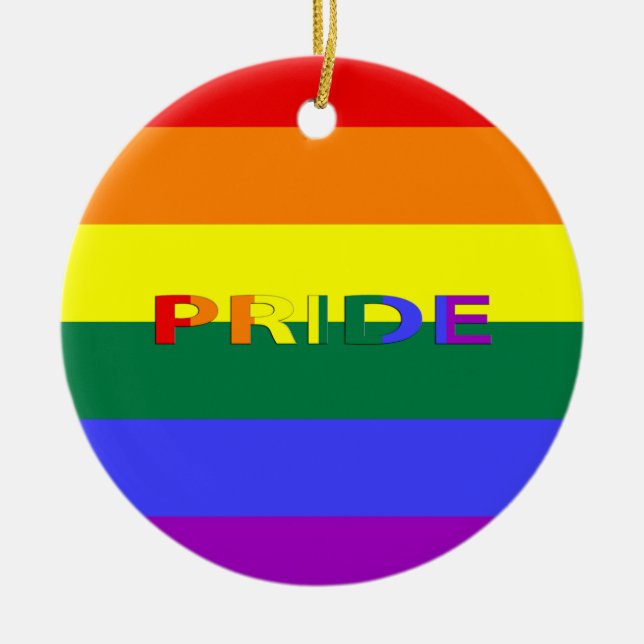 LGBT Pride Rainbow Flag Ceramic Ornament (Front)