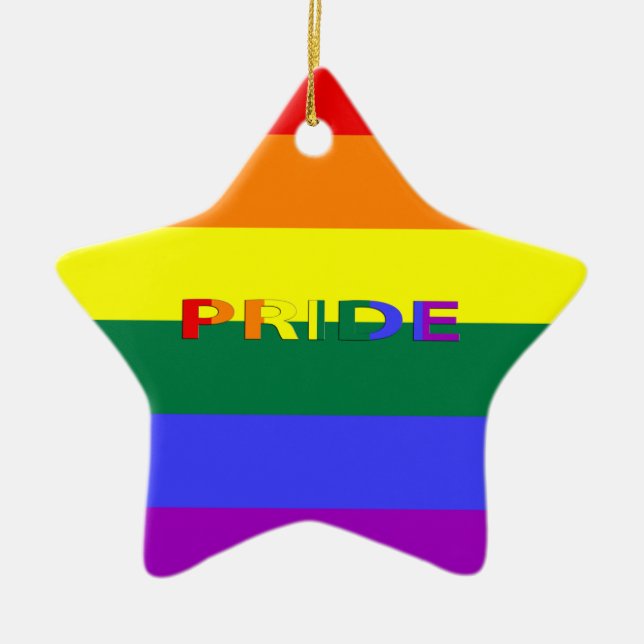 LGBT Pride Rainbow Flag Ceramic Ornament (Front)