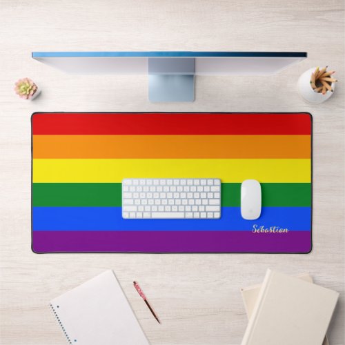 LGBT Pride Rainbow Flag Colors Cool Customizable Desk Mat
