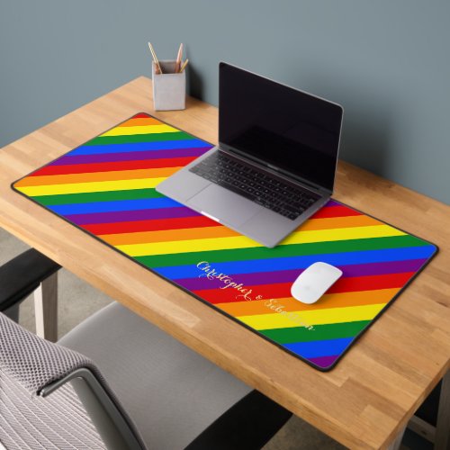 LGBT Pride Rainbow Flag Colors Gifts for Couples Desk Mat