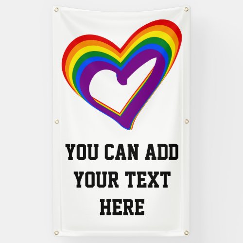 LGBT Pride Rainbow Flag Heart Gay Love Banner