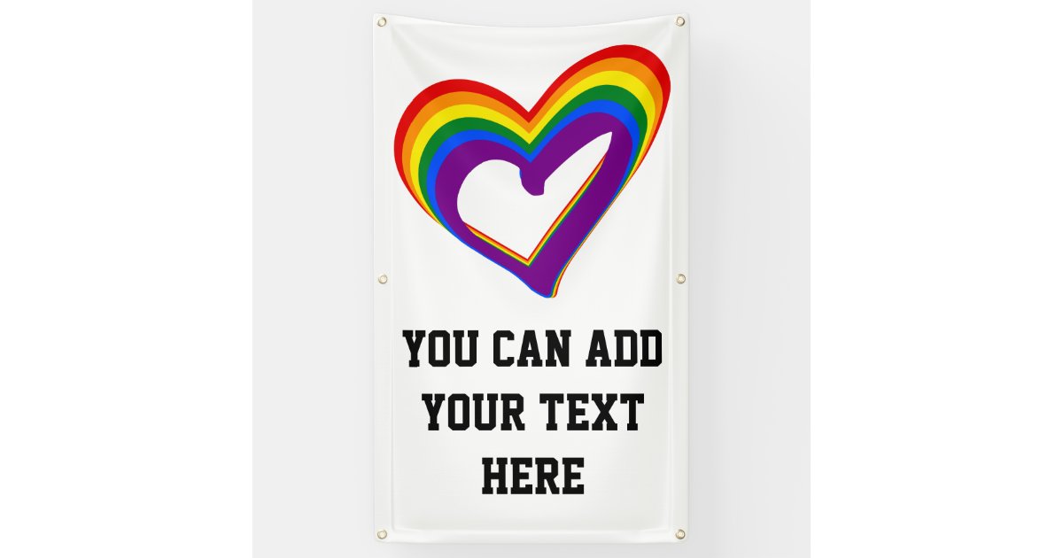 LGBT Pride Rainbow Flag Heart Gay Love Banner | Zazzle
