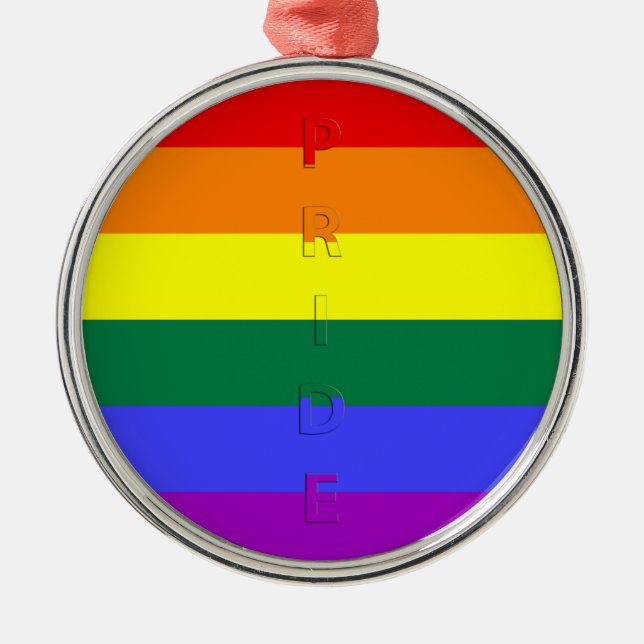 LGBT Pride Rainbow Flag Metal Ornament (Front)
