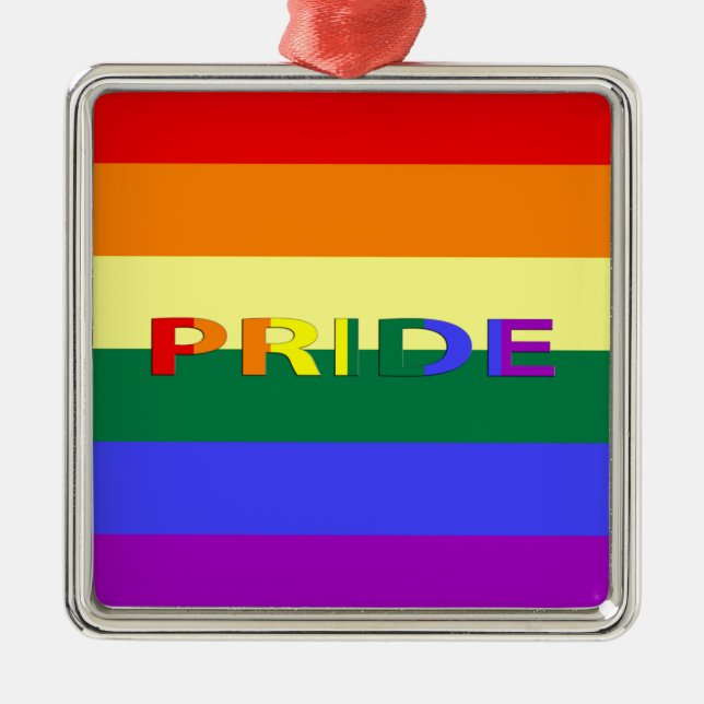LGBT Pride Rainbow Flag Metal Ornament (Front)