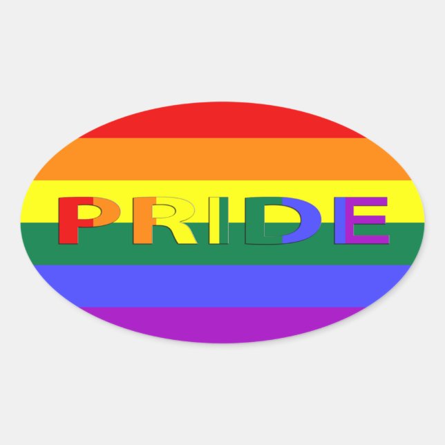LGBT Pride Rainbow Flag Oval Sticker (Front)