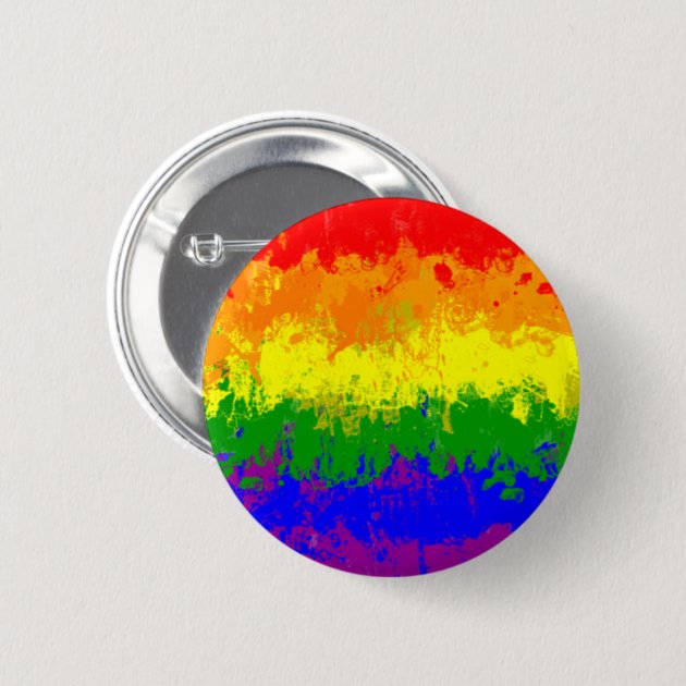 LGBT Pride Rainbow Flag Paint Splatter Button | Zazzle